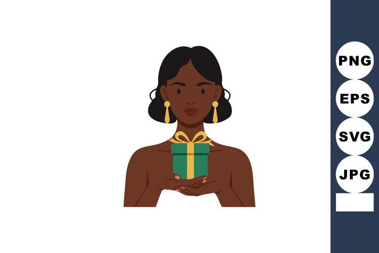 Woman Holding Gift Box with Green and Yellow Ribbon Presenti