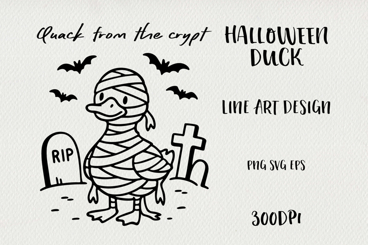 Line Art Cute Halloween Duck | EPS, SVG, PNG