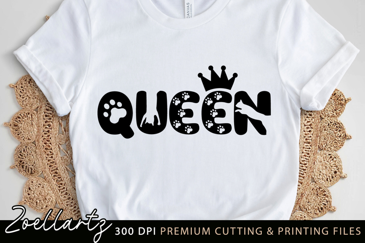 Cat Queen SVG Cat Mom SVG Paw Print SVG Queen T-shirt Design