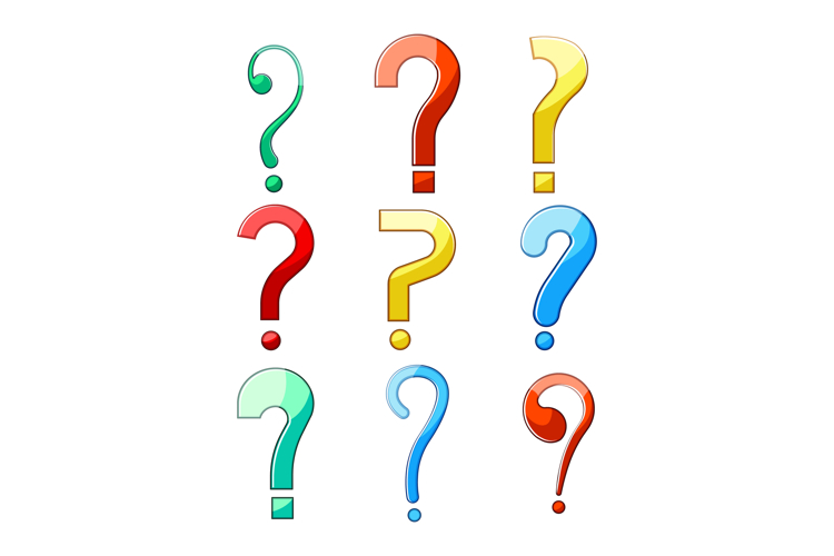 Colorful question marks symbolizing doubt problem and query