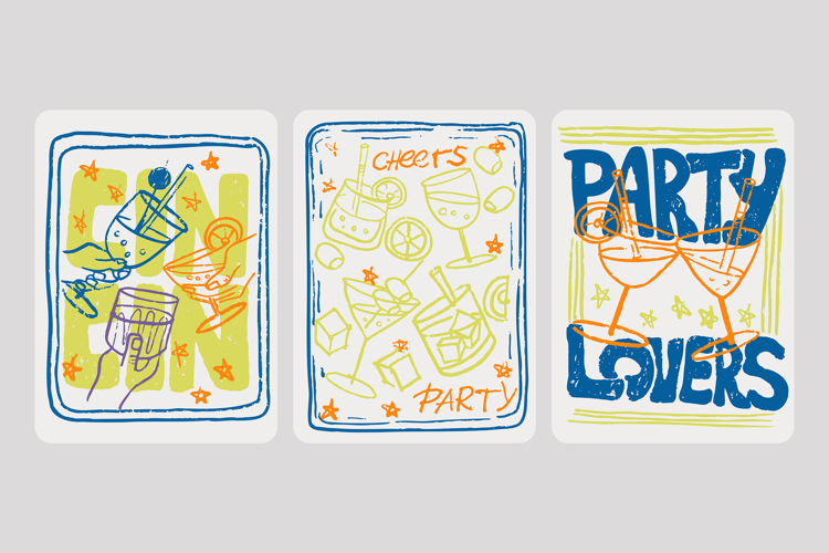 Party Lovers Sketch Posters