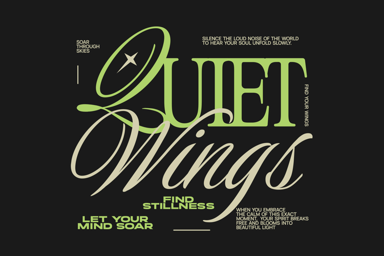 Quiet Wings Typography Lettering Quotes T-shirt Design