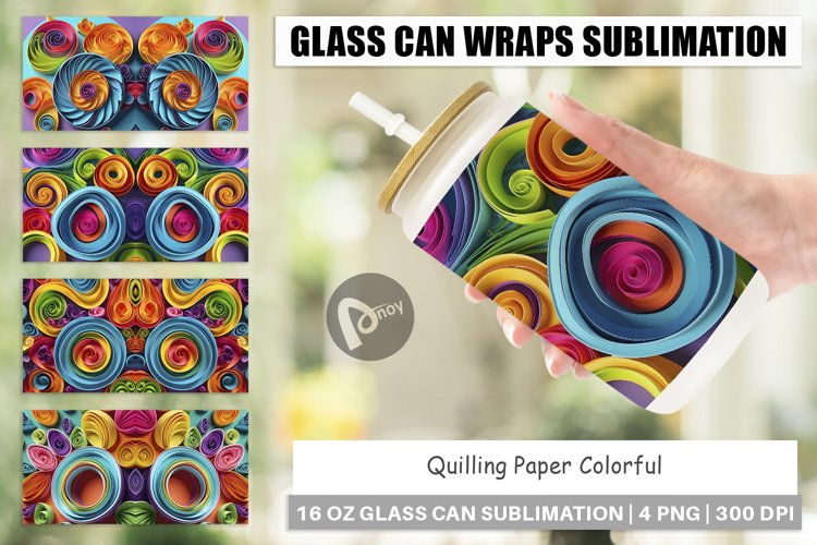 Glass Can Wraps Quilling Paper Colorful