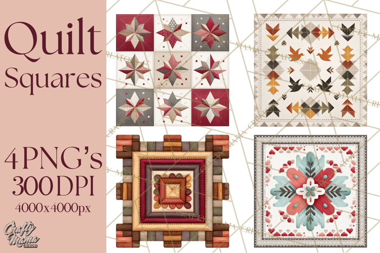 Quilt Squares Clipart PNG Rustic Patchwork