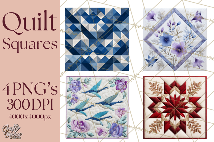 Quilt Squares Clipart PNG Rustic Patchwork
