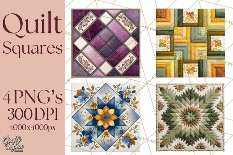 Quilt Squares Clipart PNG Rustic Patchwork