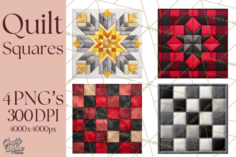 Quilt Squares Clipart PNG Rustic Patchwork