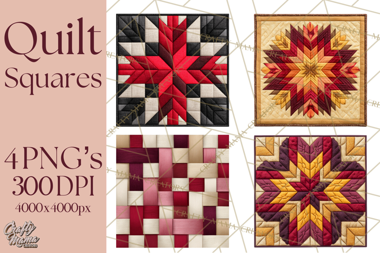 Quilt Squares Clipart PNG Rustic Patchwork