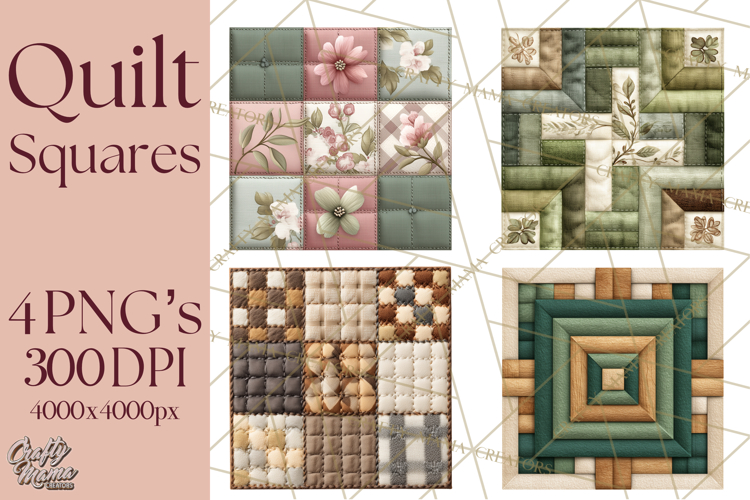 Quilt Squares Clipart PNG Rustic Patchwork