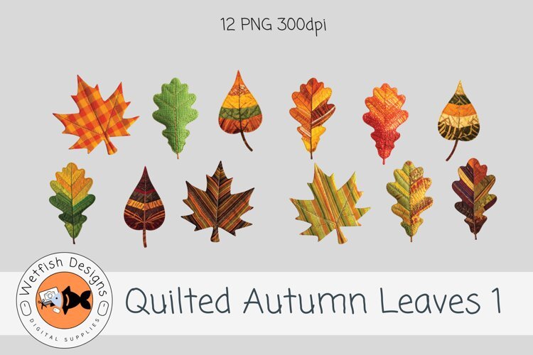 Quilted Fabric PNG Leaves 1 example image 1