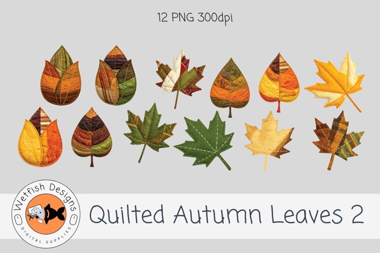 Quilted Fabric PNG Leaves 2 example image 1