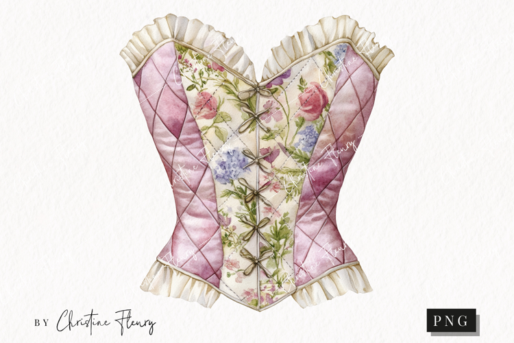 Quilted Corset Clipart | Cottagecore PNG