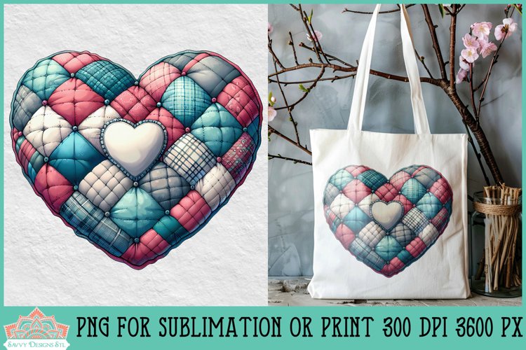 Quilted Heart Pillow | Valentine Sublimation