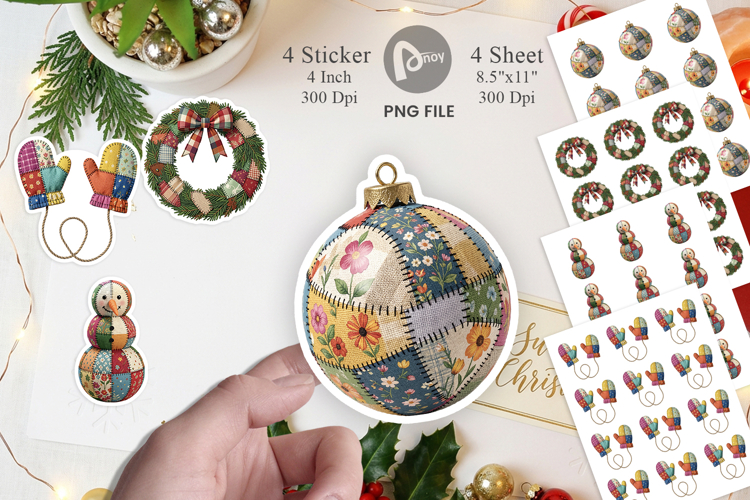 Winter Decor Patchwork Sticker
