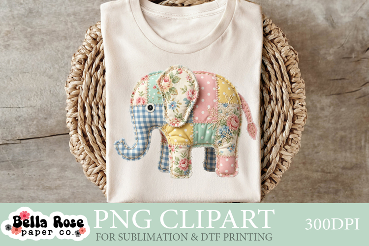 Quilted Elephant | Patchwork | PNG Clipart