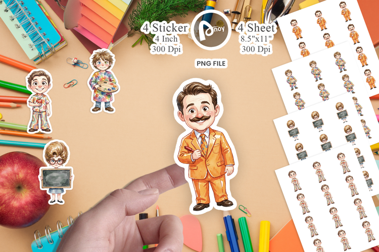 Quirky 70s Human Teacher Sticker
