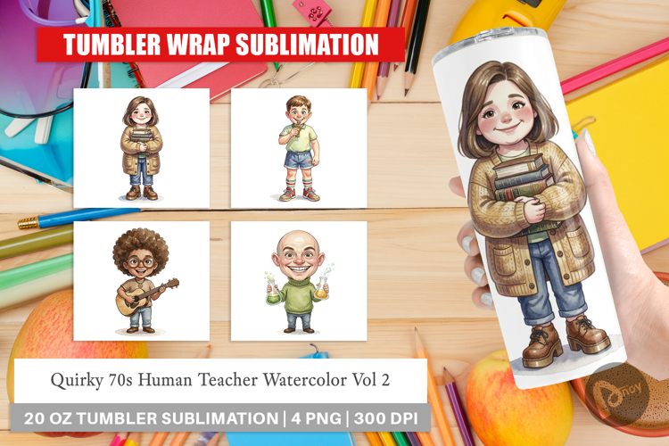 Quirky 70s Human Teacher Tumbler