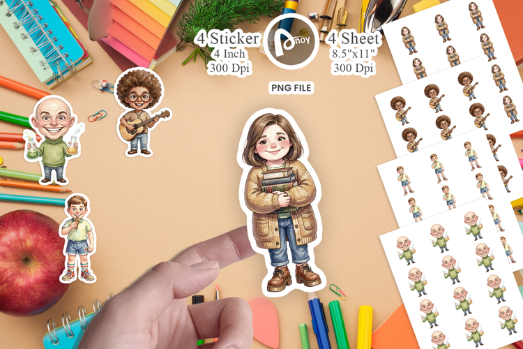 Quirky 70s Human Teacher Sticker