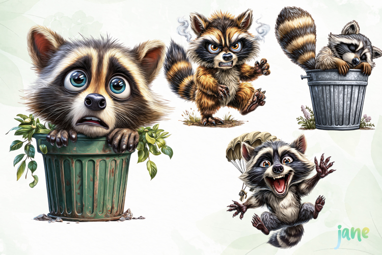 Quirky And Funny Raccoons Sublimation