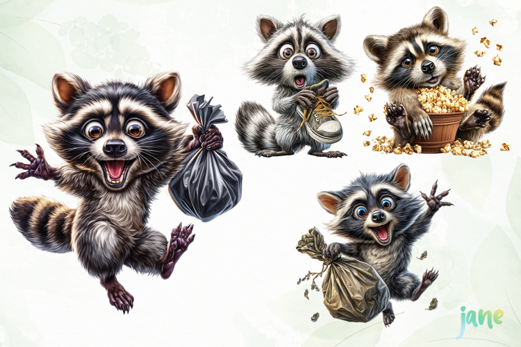 Quirky And Funny Raccoons Sublimation