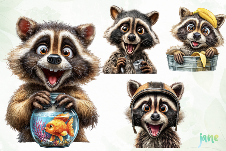 Quirky And Funny Raccoons Sublimation