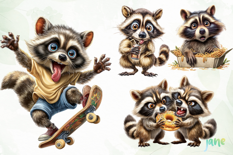 Quirky And Funny Raccoons Sublimation