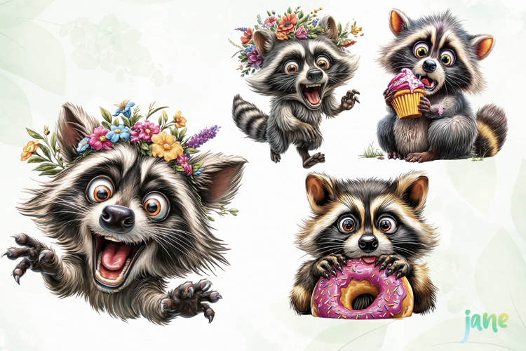 Quirky And Funny Raccoons Sublimation