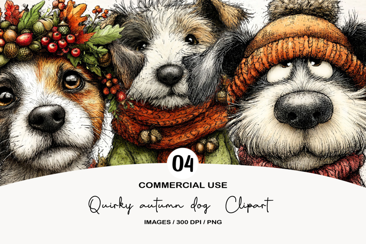 Quirky autumn dog Clipart