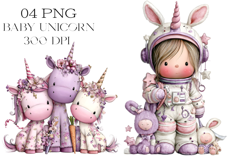 Quirky Baby Unicorn Clipart Png