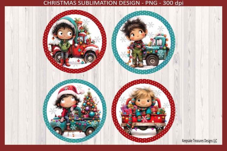 Quirky Christmas Boy, Truck Ornaments, Sublimation Png