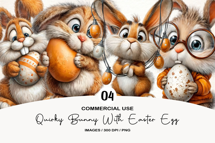 Quirky Bunny With Easter Egg Clipart