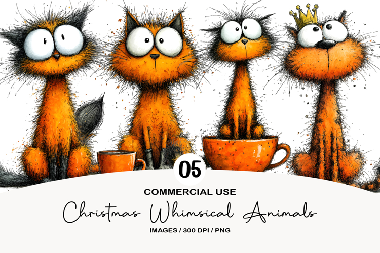 Quirky Cats Sublimation Clipart