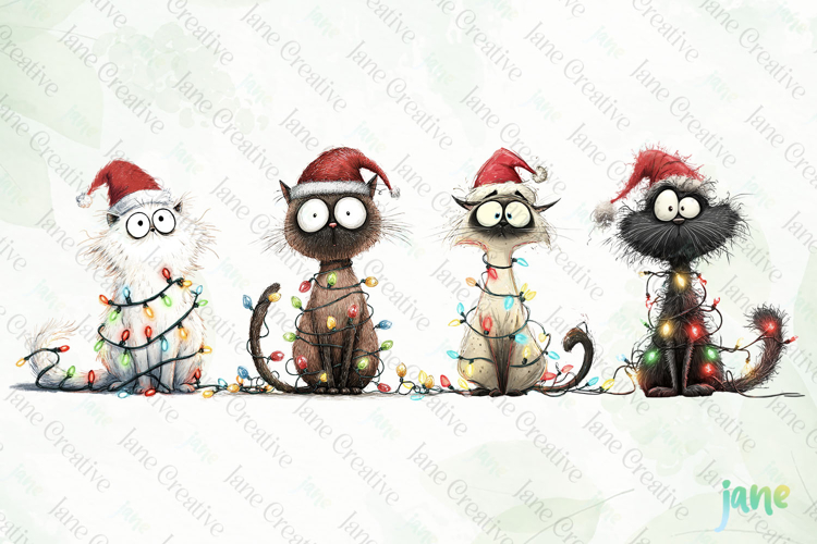 Quirky Christmas Cat Clipart