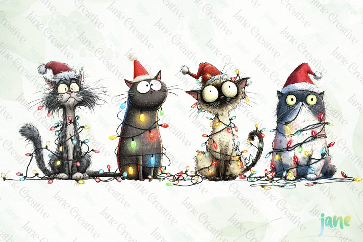 Quirky Christmas Cat Clipart