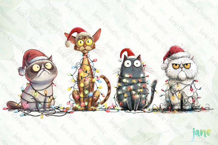 Quirky Christmas Cat Clipart