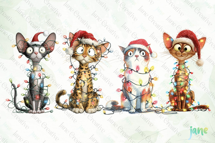 Quirky Christmas Cat Clipart