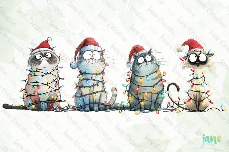 Quirky Christmas Cat Clipart