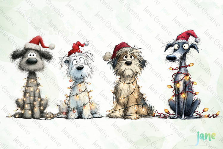 Quirky Christmas Dog Clipart