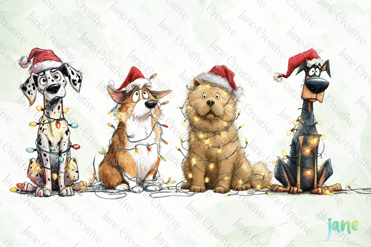 Quirky Christmas Dog Clipart