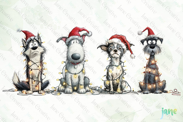 Quirky Christmas Dog Clipart