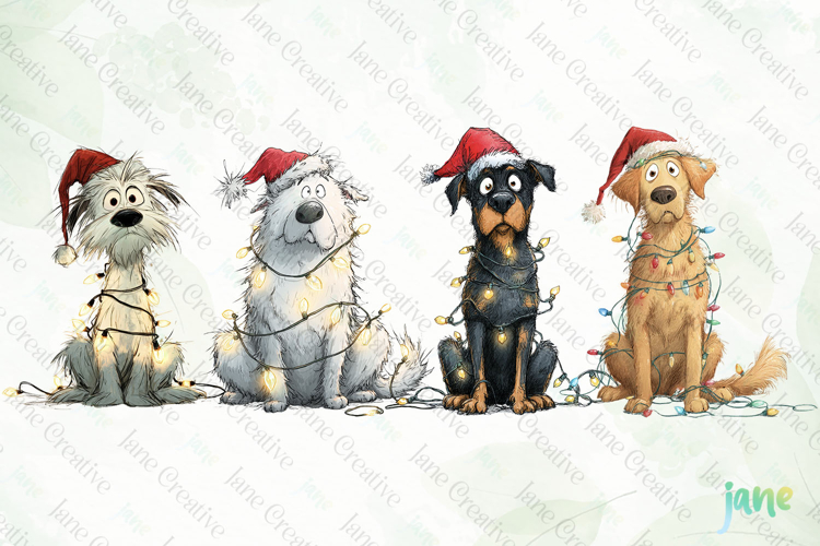 Quirky Christmas Dog Clipart