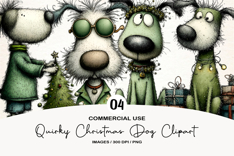 Quirky Christmas Dog Clipart