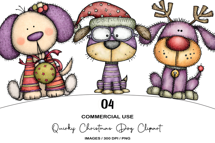 Quirky Christmas Dog Clipart