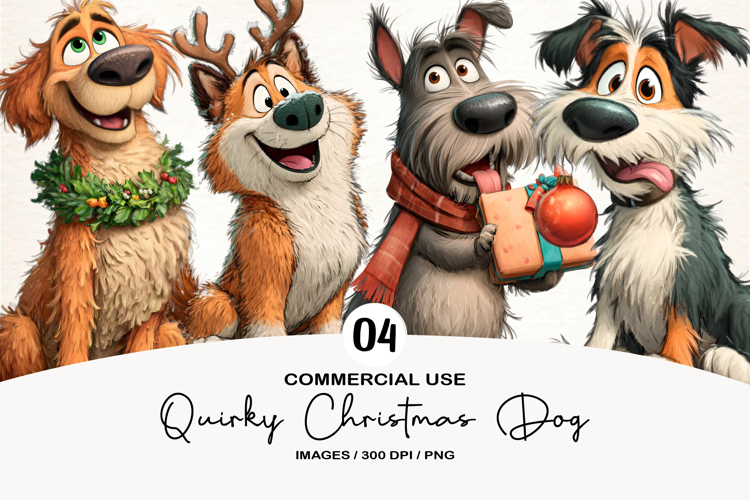 Quirky Christmas Dog Clipart