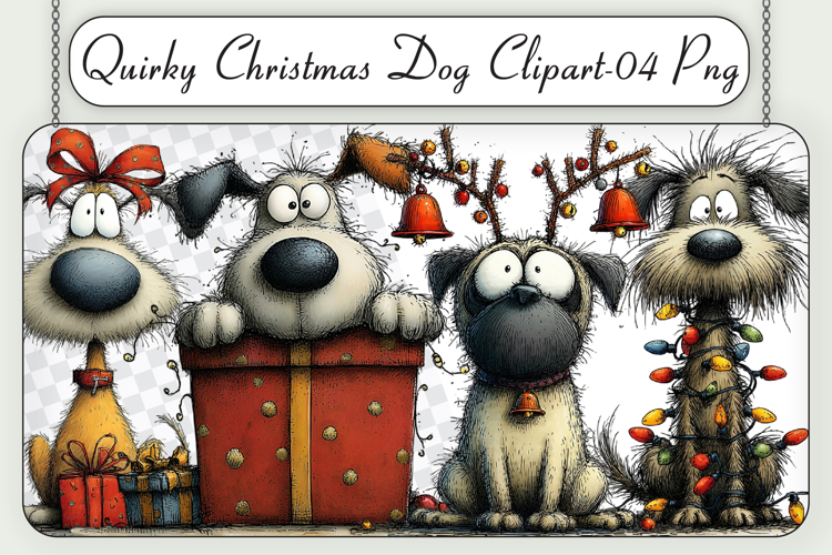 Quirky Christmas Dog Clipart Sublimation