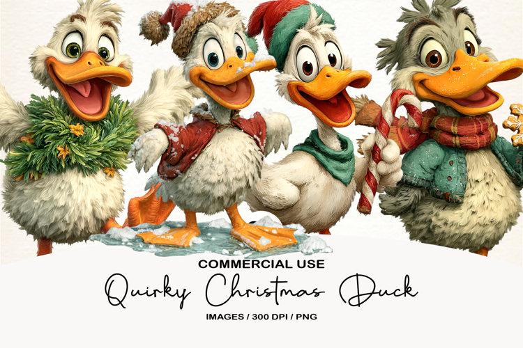 Quirky Christmas Duck Clipart