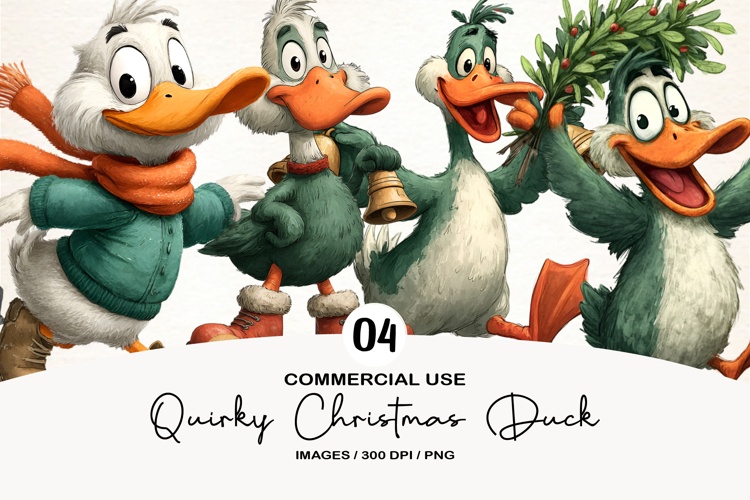 Quirky Christmas Duck Clipart PNG