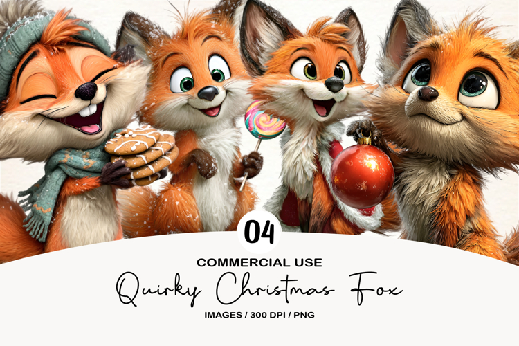 Quirky Christmas Fox Clipart