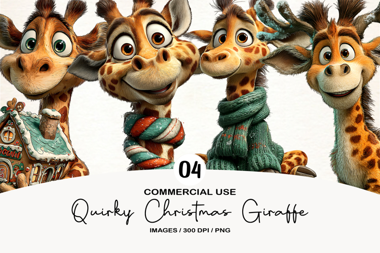 Quirky Christmas Giraffe Clipart
