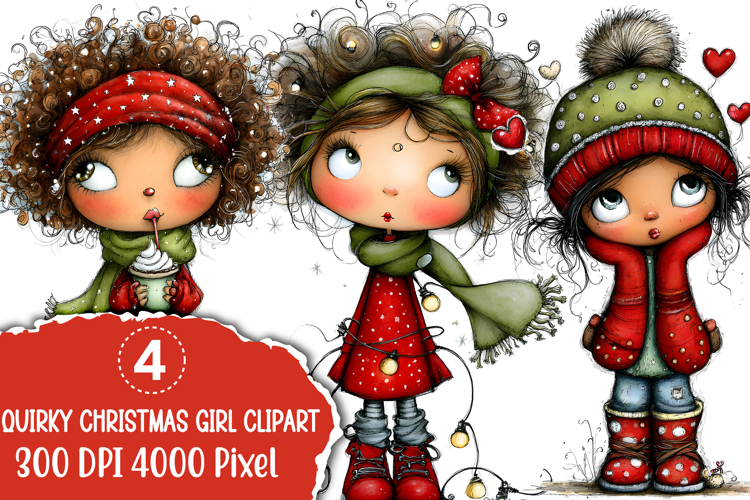 Quirky Christmas Girl Clipart